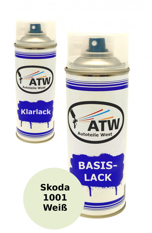 Autolack für Skoda 1001 Weiß +400ml Klarlack Set